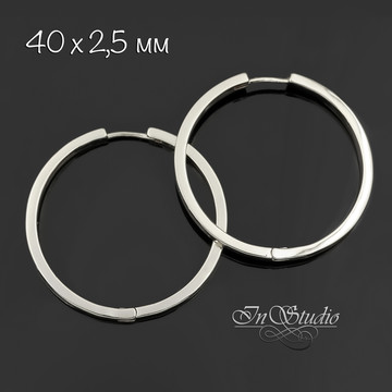 Швензы кольца 40х2,5 мм классические большие кольца родий - фото изображение товара, artikul: 112380