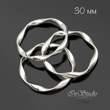 Кольцо декоративное мятое 30 мм родий - фото изображение товара, artikul: 112164