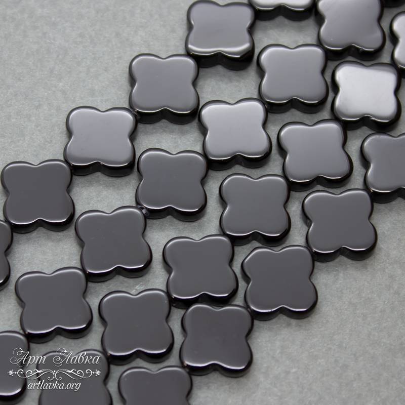 Агат черный 13 мм КЛЕВЕР гладкие плоские бусины - увеличенное фото изображение в карточке товара артикул: 106742