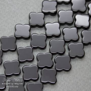 Агат черный 13 мм КЛЕВЕР гладкие плоские бусины - фото изображение товара, artikul: 106742