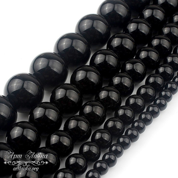 Агат черный 6 8 10 12 14 16 20 мм бусины шары - фото изображение товара, artikul: 002568