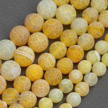 Агат кракле желтый 6 8 10 12 мм шарик - фото изображение товара, artikul: 002571
