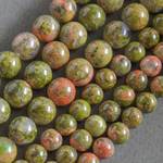 Унакит зеленые бусины 6 8 10 12 мм круглые шарики - маленькое фото 1
