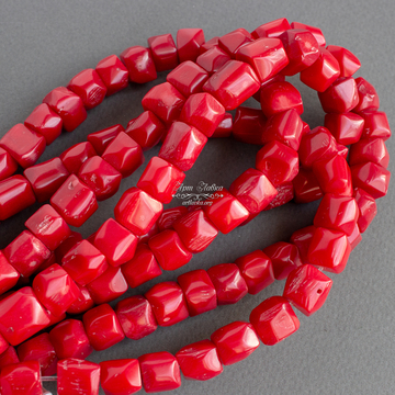 Коралл красный натуральный 12 мм бусины фриформ цилиндры - фото изображение товара, artikul:  