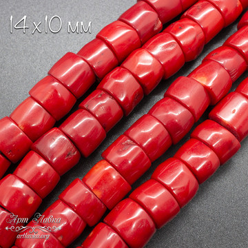 Коралл натуральный красный бусины 13-14 мм фриформ бочонки - фото изображение товара, artikul: 106809