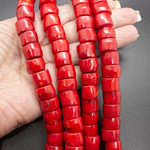 Коралл натуральный красный бусины 13-14 мм фриформ бочонки - маленькая фотография 2