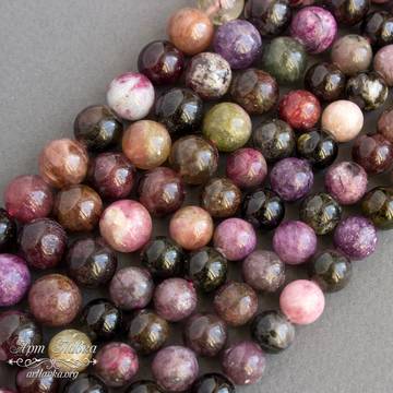 Турмалин бусины 5 6 8 10 12 мм разноцветные круглые шарики - фото изображение товара, artikul: 002675