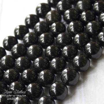 Шерл черный турмалин 6 8 10 12 14 мм бусины круглые шарики - фото изображение товара, artikul: 002676