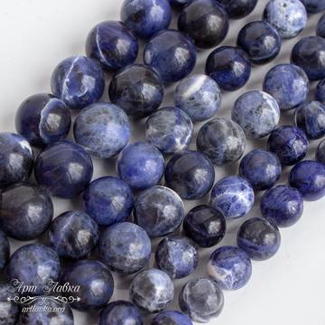 Содалит 6 8 10 12 14 мм бусины синие шарики круглые - фото изображение товара, artikul: 002685