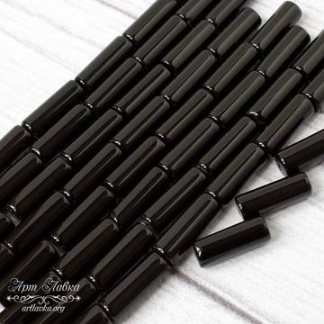 Агат черный 16х6 мм бусины трубочки цилиндрические - фото изображение товара, artikul: 108037