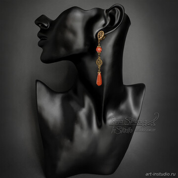 Серьги длинные из сардоникса Таис code: 002789 изображение 5