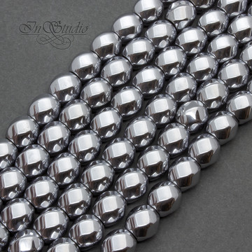 Гематит бусины 7,5 мм шар с гранями натуральный - фото изображение товара, artikul: 108329