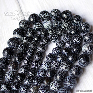 Агат кракле черные бусины 6 8 10 12 13,5 мм code: 002923 изображение 5