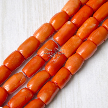 Коралл оранжевый 17х12 мм натуральный бусины бочонки - фото изображение товара, artikul:  