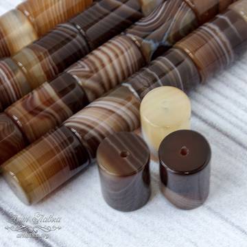 Агат Ботсвана 18х12 мм бусины коричневые крупный цилиндр artikul:   photo 4
