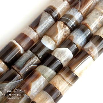 Агат 15х12 мм Ботсвана бусины трубочки цилиндры коричневые - фото изображение товара, artikul:  