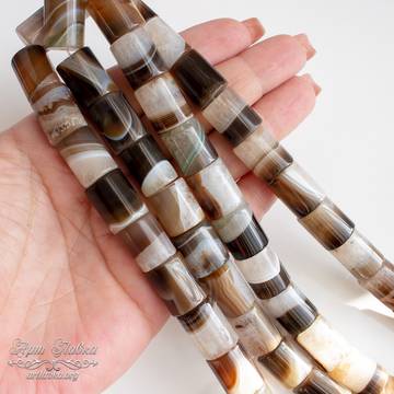 Агат 15х12 мм Ботсвана бусины трубочки цилиндры коричневые art:   фотография 3