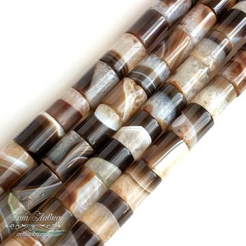 Агат 15х12 мм Ботсвана бусины трубочки цилиндры коричневые artikul:   photo 4