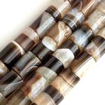 Агат 15х12 мм Ботсвана бусины трубочки цилиндры коричневые - маленькое фото 1