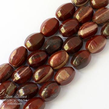 Яшма красная 14х10 мм бордовые бусины оливки с гранями - фото изображение товара, artikul: 106054