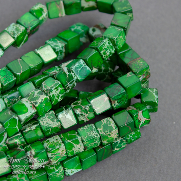 Варисцит зеленый бусины кубики 6,5х6,5 мм - фото изображение товара, artikul: 106348