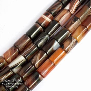 Агат Ботсвана 12х8 мм коричневые бусины трубочки цилиндры - фото изображение товара, artikul:  