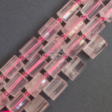 Розовый кварц огранка 14х10 мм полупрозрачные бусины цилиндры - фото изображение товара, artikul:  
