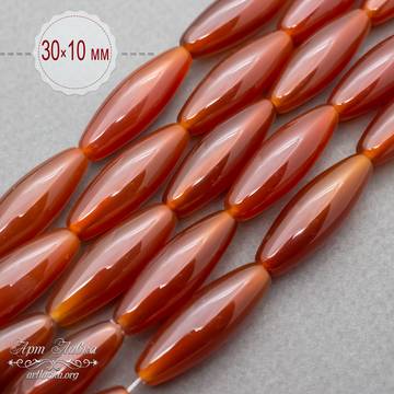 Сердолик 30х10 мм бусины оливки веретено - фото изображение товара, artikul: 106464