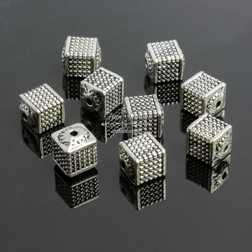 Бусина куб, кубик 9,5х8 мм металлическая античное серебро - фото изображение товара, artikul:  