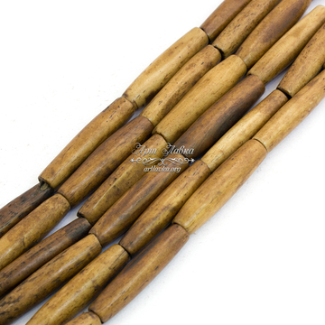Рог коричневый натуральный 24х5 мм длинные бусины трубочки - фото изображение товара, artikul:  