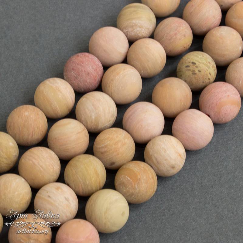 Родонит матовый розовый 10 мм бусины шар - увеличенное фото изображение в карточке товара артикул: 106491