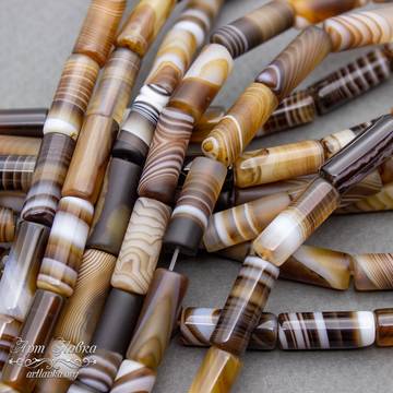 Агат Ботсвана 16х6 мм коричневые бусины трубочки цилиндры art: 109348 фотография 3