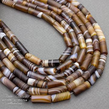 Агат Ботсвана 16х6 мм коричневые бусины трубочки цилиндры artikul: 109348 photo 4