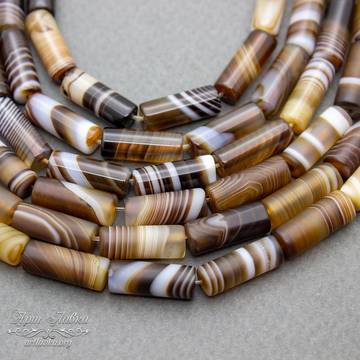 Агат Ботсвана 16х6 мм коричневые бусины трубочки цилиндры code: 109348 изображение 5