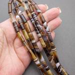 Агат Ботсвана 16х6 мм коричневые бусины трубочки цилиндры - маленькая фотография 2
