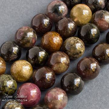 Турмалин разноцветные натуральные бусины шарики 10 мм - фото изображение товара, artikul: 106625