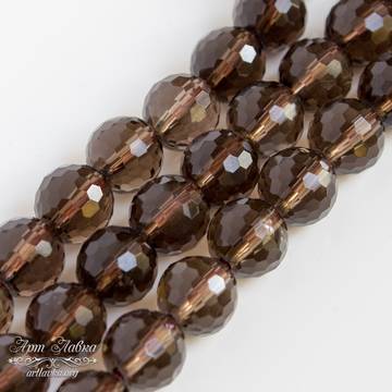 Дымчатый кварц Огранка 6 8 10 12 14 16 мм раухтопаз коричневые круглые бусины с огранкой - фото изображение товара, artikul: 106637