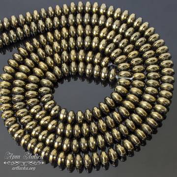 Гематит рондель темное золото 5,4 х 2 мм бусины разделители - фото изображение товара, artikul: 106643