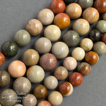 Яшма мадагаскарская полихромная бусины шарики 6 8 10 мм - фото изображение товара, artikul: 106691