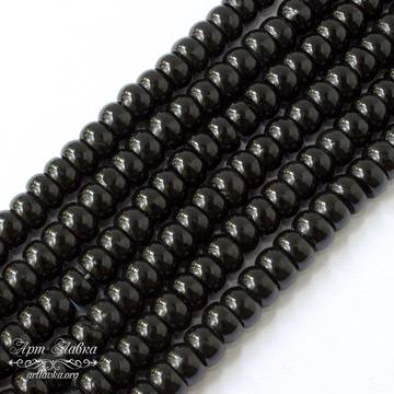 Агат рондель гладкий 8х5 мм черные бусины - фото изображение товара, artikul: 106481