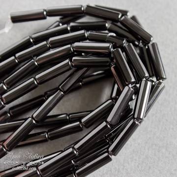 Агат черный ограненный 14х4 мм бусины трубочки цилиндры art: 108040 фотография 3