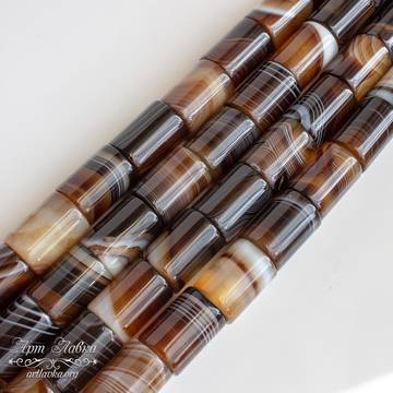 Агат Ботсвана 18 мм коричневые полосатые бусины цилиндры code: 107259 изображение 5