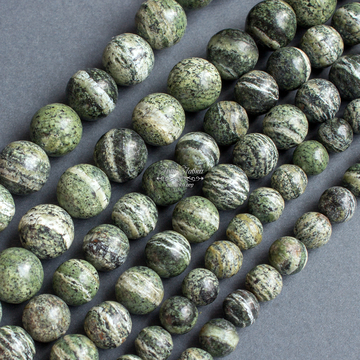 Хризотил в змеевике зеленые бусины шарики 8 10 12 мм - фото изображение товара, artikul: 106759
