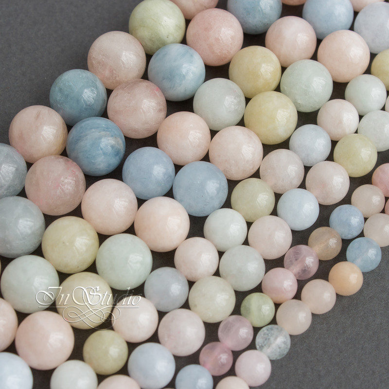 Берилл разноцветный 6 8 9 10 12 15 мм бусины шарики - увеличенное фото изображение в карточке товара артикул: 106773