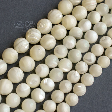 Перламутр белый натуральный бусины шарики 6 8 9 10 12 мм - фото изображение товара, artikul: 110087