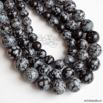 Обсидиан снежный бусины шар 6 8 10 12 мм code: 106861 изображение 5