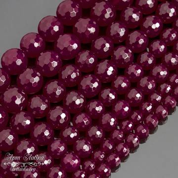Халцедон рубиновый 6 8 10 12 мм бусины шарики с огранкой - фото изображение товара, artikul: 106881