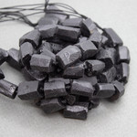Шерл черный турмалин необработанный бусины 11-13 мм - маленькая фотография 2
