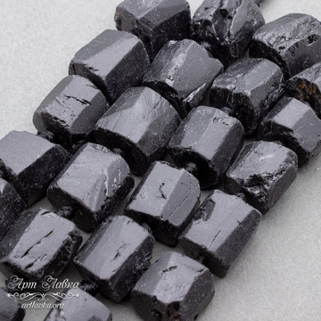 Шерл черный турмалин необработанный бусины 14-17 мм - фото изображение товара, artikul: 106918