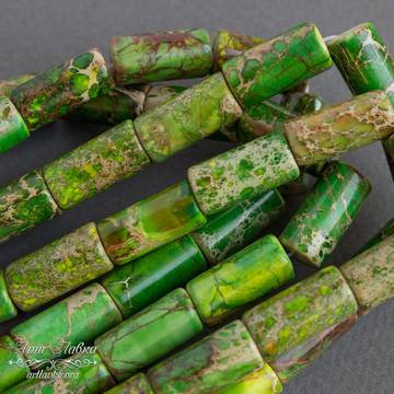 Варисцит зеленый бусины длинные трубочки цилиндры 12х6 мм - фото изображение товара, artikul: 107043